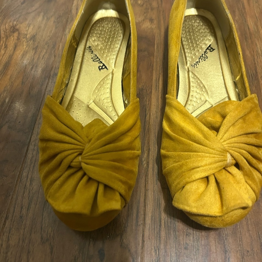 Mustard Yellow Microsuede Ballet Flats Like New - Picture 4 of 10